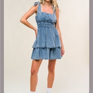 Flying Tomato Blue Ruffled Tiered Sundress